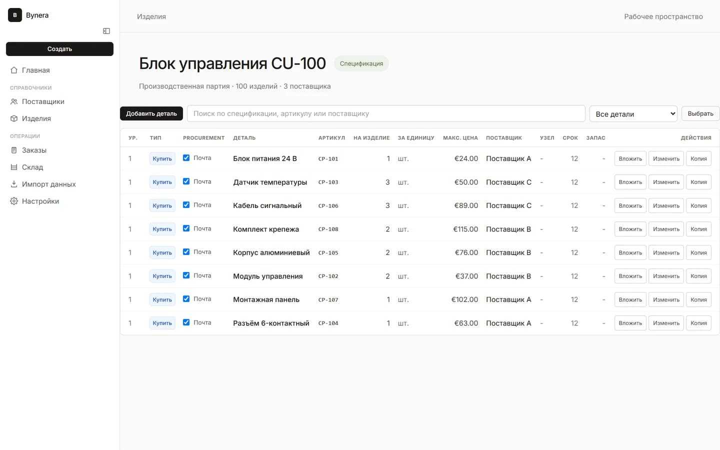 Спецификации